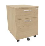 Caisson mobile IDRA/DUAL - L43 x H56 x P60 cm - 2 Tiroirs dont 1 dossier suspendu - Imitation Chêne clair