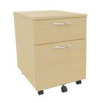 Caisson mobile IDRA/DUAL - L43 x H56 x P60 cm - 2 Tiroirs dont 1 dossier suspendu - Imitation Hêtre