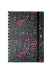 Agenda spiralé à élastique Flowers - 1 semaine sur 2 pages - 15 x 21 cm - bleu nuit - Oxford