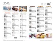 Quo Vadis - Calendrier Fantaisie 6 mois par face - 43 x 33,5 cm - animaux