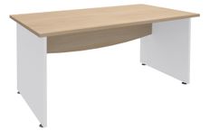Bureau droit DUAL - L160 - Pieds blanc - plateau imitation Chêne clair