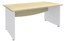 Bureau droit DUAL - L160 - Pieds blanc - plateau imitation Erable