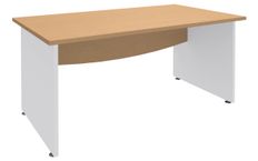 Bureau droit DUAL - L180 - Pieds blanc - plateau imitation Hêtre