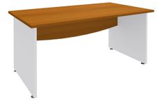 Bureau droit DUAL - L180 - Pieds blanc - plateau imitation Merisier
