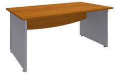 Bureau droit DUAL - L180 - Pieds Alu - plateau imitation Merisier