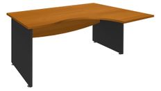 Bureau compact à droite DUAL - L160 cm - Pieds Anthracite - plateau imitation Merisier (Pieds de renfort ou caisson bout de bureau obligatoire à rajouter - non inclus)