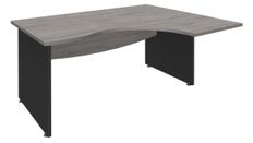 Bureau compact à droite DUAL - L160 cm - Pieds Anthracite - plateau imitation Chêne gris (Pieds de renfort ou caisson bout de bureau obligatoire à rajouter - non inclus)