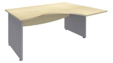 Bureau compact à droite DUAL - L160 cm - Pieds alu - plateau imitation Erable (Pieds de renfort ou caisson bout de bureau obligatoire à rajouter - non inclus)