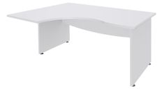 Bureau compact à gauche DUAL - L160 cm - Pieds blanc - plateau blanc (Pieds de renfort ou caisson bout de bureau obligatoire à rajouter - non inclus)