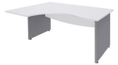 Bureau compact à gauche DUAL - L160 cm - Pieds alu - plateau blanc (Pieds de renfort ou caisson bout de bureau obligatoire à rajouter - non inclus)