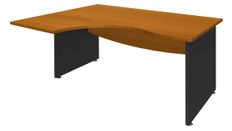 Bureau compact à gauche DUAL - L160 cm - Pieds Anthracite - plateau imitation Merisier (Pieds de renfort ou caisson bout de bureau obligatoire à rajouter - non inclus)