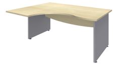 Bureau compact à gauche DUAL - L160 cm - Pieds alu - plateau imitation Erable (Pieds de renfort ou caisson bout de bureau obligatoire à rajouter - non inclus)