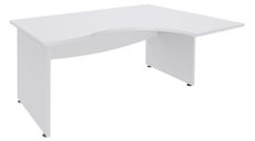 Bureau compact à droite DUAL - L180 cm - Pieds blanc - plateau blanc (Pieds de renfort ou caisson bout de bureau obligatoire à rajouter - non inclus)