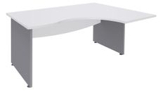 Bureau compact à droite DUAL - L180 cm - Pieds alu - plateau blanc (Pieds de renfort ou caisson bout de bureau obligatoire à rajouter - non inclus)