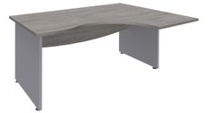 Bureau compact à droite DUAL - L180 cm - Pieds alu - plateau imitation Chêne gris (Pieds de renfort ou caisson bout de bureau obligatoire à rajouter - non inclus)