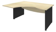 Bureau compact à gauche DUAL - L180 cm - Pieds Anthracite - plateau imitation Erable (Pieds de renfort ou caisson bout de bureau obligatoire à rajouter - non inclus)