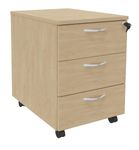 Caisson mobile IDRA/DUAL - L43 x H56 x P60 cm - 3 Tiroirs - Imitation Chêne clair