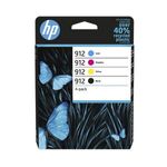 HP 912 Pack de 4 - noir et 3 couleurs - cartouche d'encre originale (6ZC74AE)