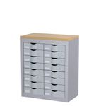 Meuble de rangement - 2 colonnes et 16 tiroirs - H75 x L60,5 x P33,5 cm - argent