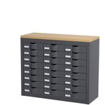 Meuble de rangement - 3 colonnes et 24 tiroirs - H75 x L87 x P33,5 cm - anthracite