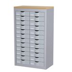 Meuble de rangement - 2 colonnes et 24 tiroirs - H106,5 x L60,5 x P33,5 cm - argent