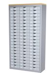 Meuble de rangement - 3 colonnes et 60 tiroirs - H169,5 x L87 x P33,5 cm - argent