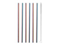 Little Balance - 6 Pailles inox arc-en-ciel - 26 cm - avec goupillon de nettoyage