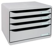 Exacompta BigBox Plus - Module de classement à l'italienne 4 tiroirs - gris lumière