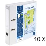 Exacompta Kreacover - 10 Classeurs à levier personnalisable - Dos 70 mm - A4 - blanc - 1 pochette extérieure