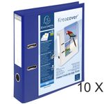 Exacompta Kreacover - 10 Classeurs à levier personnalisable - Dos 70 mm - A4 - bleu - 1 pochette extérieure