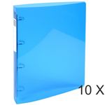 Exacompta Iderama - 10 Classeurs polypro 4 anneaux - Dos 40 mm - A4 Maxi - bleu clair