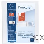 Exacompta Kreacover - 10 Classeurs 2 anneaux personnalisable - Dos 47 mm - A4 Maxi - blanc - 3 poches extérieures