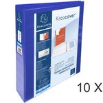 Exacompta Kreacover - 10 Classeurs à anneaux personnalisable - Dos 64 mm - A4 Maxi - bleu - 2 poches extérieures