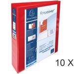 Exacompta Kreacover - 10 Classeurs à anneaux personnalisable - Dos 64 mm - A4 Maxi - rouge - 2 poches extérieures