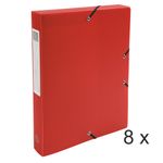 Exacompta Opak - 8 Boîtes de classement - dos 40 mm - rouge