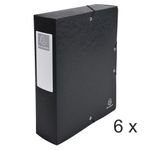 Exacompta Exabox - 6 Boîtes de classement en carte lustrée - dos 80 mm - noir