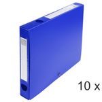 Exacompta - 10 Boîtes de classement à pression - dos 40 mm - bleu - polypro
