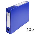 Exacompta - 10 Boîtes de classement à pression - dos 60 mm - bleu - polypro