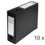 Exacompta - 10 Boîtes de classement à pression - dos 80 mm - noir - polypro