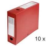 Exacompta - 10 Boîtes de classement à pression - dos 80 mm - rouge - polypro