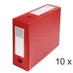 Exacompta - 10 Boîtes de classement à pression - dos 100 mm - rouge - polypro