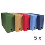Exacompta - 5 Boîtes de transfert - dos 120 mm - toile couleurs assorties