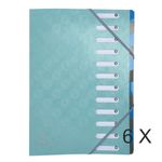 1928 by Exacompta - 6 Trieurs extensibles 12 positions - turquoise