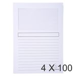 Exacompta Super 160 - 4 Paquets de 100 Chemises à fenêtre - 160 gr - blanc