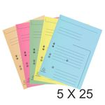 Exacompta Super 210 - 5 Paquets de 25 Chemises imprimées 2 rabats - couleurs assorties