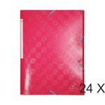 1928 by Exacompta - 24 Chemises à 3 rabats - A4 - framboise