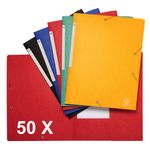 Exacompta - 50 Chemises à 3 rabats monobloc - A4 - couleurs assorties