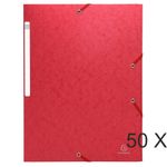 Exacompta - 50 Chemises à 3 rabats monobloc - A4 - rouge