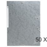Exacompta - 50 Chemises à 3 rabats monobloc - A4 - gris