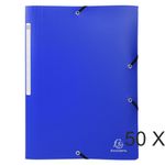 Exacompta Opak - 50 Chemises à 3 rabats polypro - A4 - bleu foncé